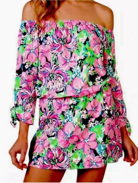 Lilly Pulitzer Dresses & Skirts - Lily Pulitzer Lana Skort Romper vibrant ‘pink blossom try zest’ print. EUC